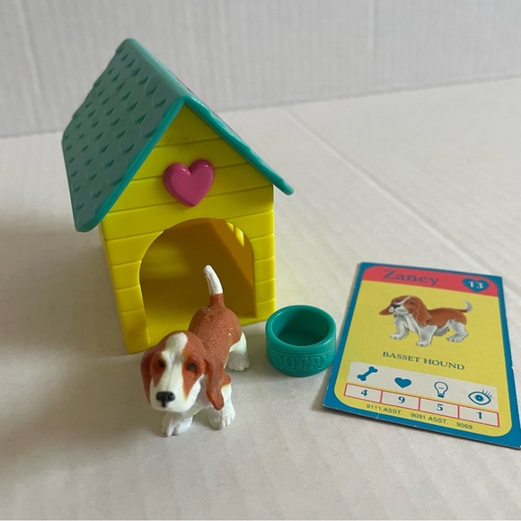Vintage 90s puppy in my pocket dog play set basset hound figure - Picture 3 of 7